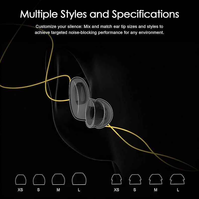 Tapones Oídos Ruido Dormir 2.0, 46 dB MuteCore, Silicona, Negro