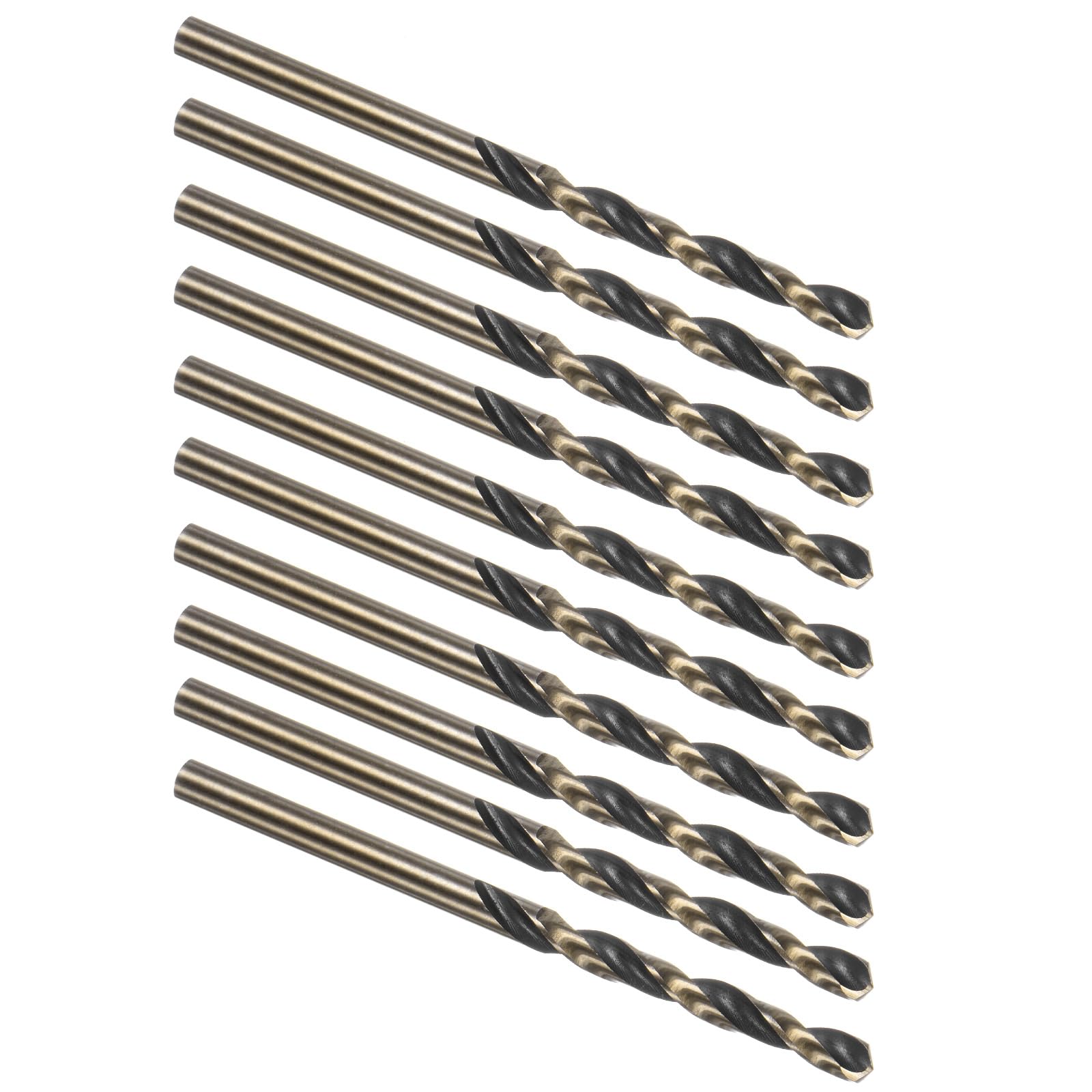 Kozelo 10PCS Twist Drill Bit - [4.2mm/0.17"] Titanium Nitride High-Speed Steel Round Shank Jobber Bit Set Black Gold for Metal Wood Plastic Steel Use, 40mm/1.57" Blade Length