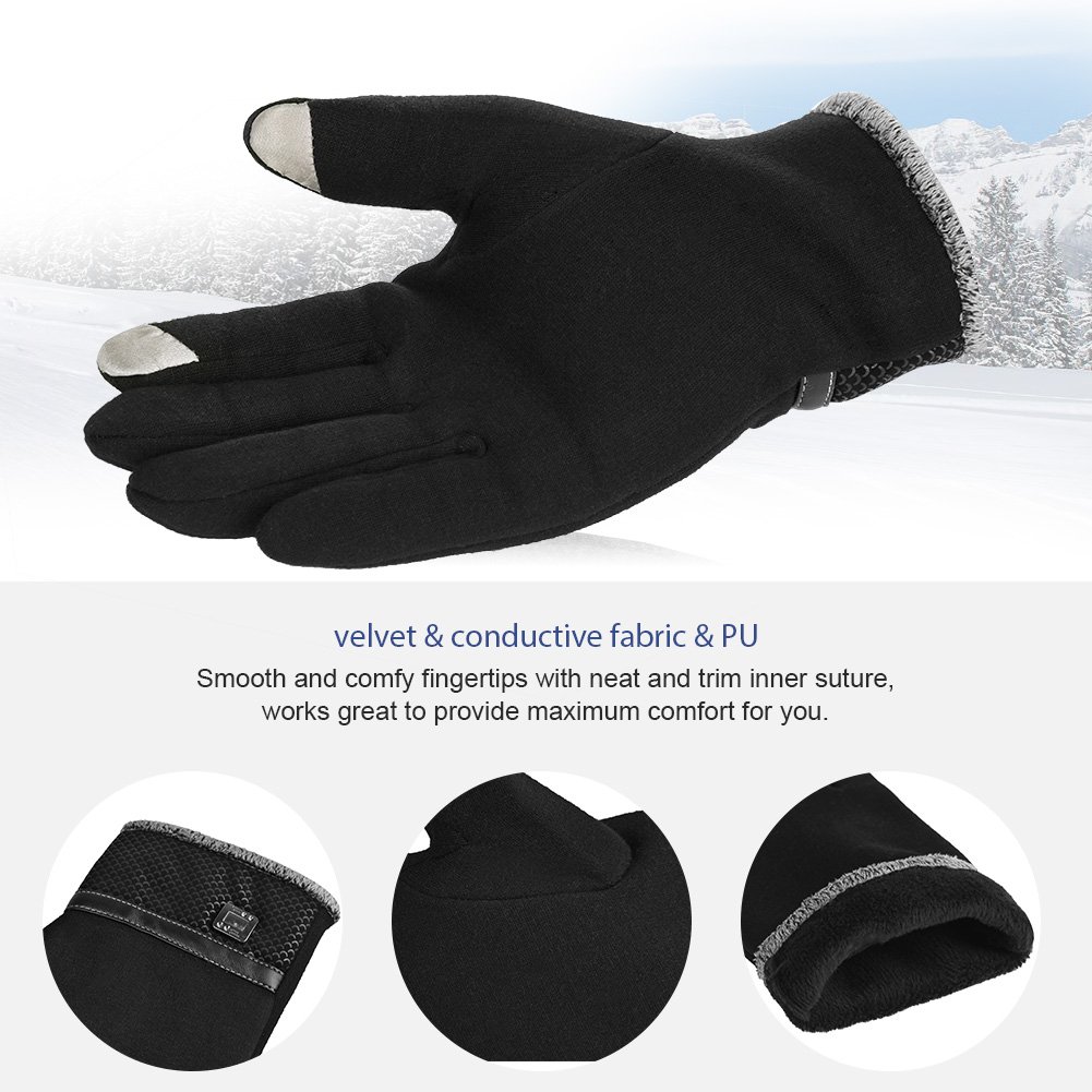 Vbiger Gant homme tactile gant chaudes épais gants anti froid pour le sport, Noir, Taille unique