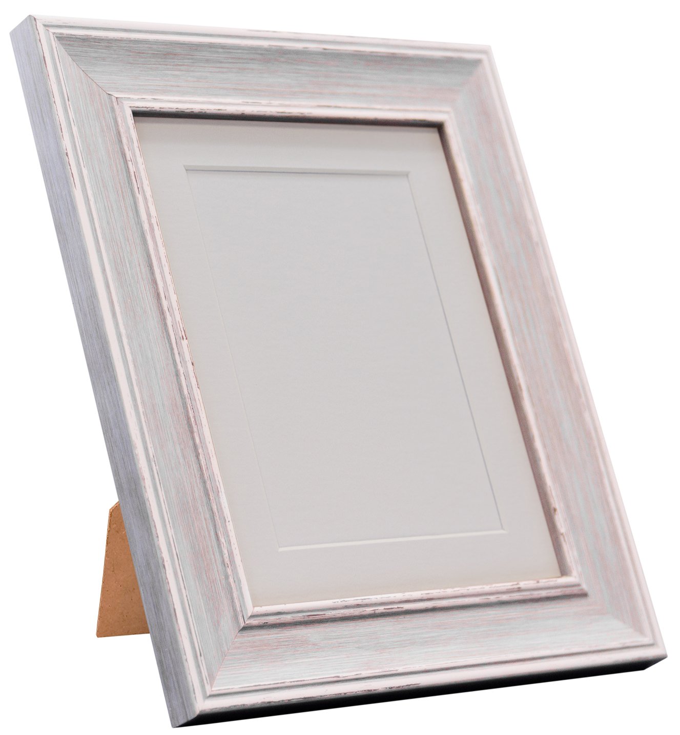 FRAMES BY POST Scandi Vintage Picture Photo Frame, Recycled Plastic, Distressed Blue with White Mount, 10 x 8 Inch Image Size A5