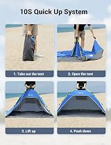 Glymnis Pop Up Beach Tent 3-4 Person Instant UV Protection 2 Doors view 6