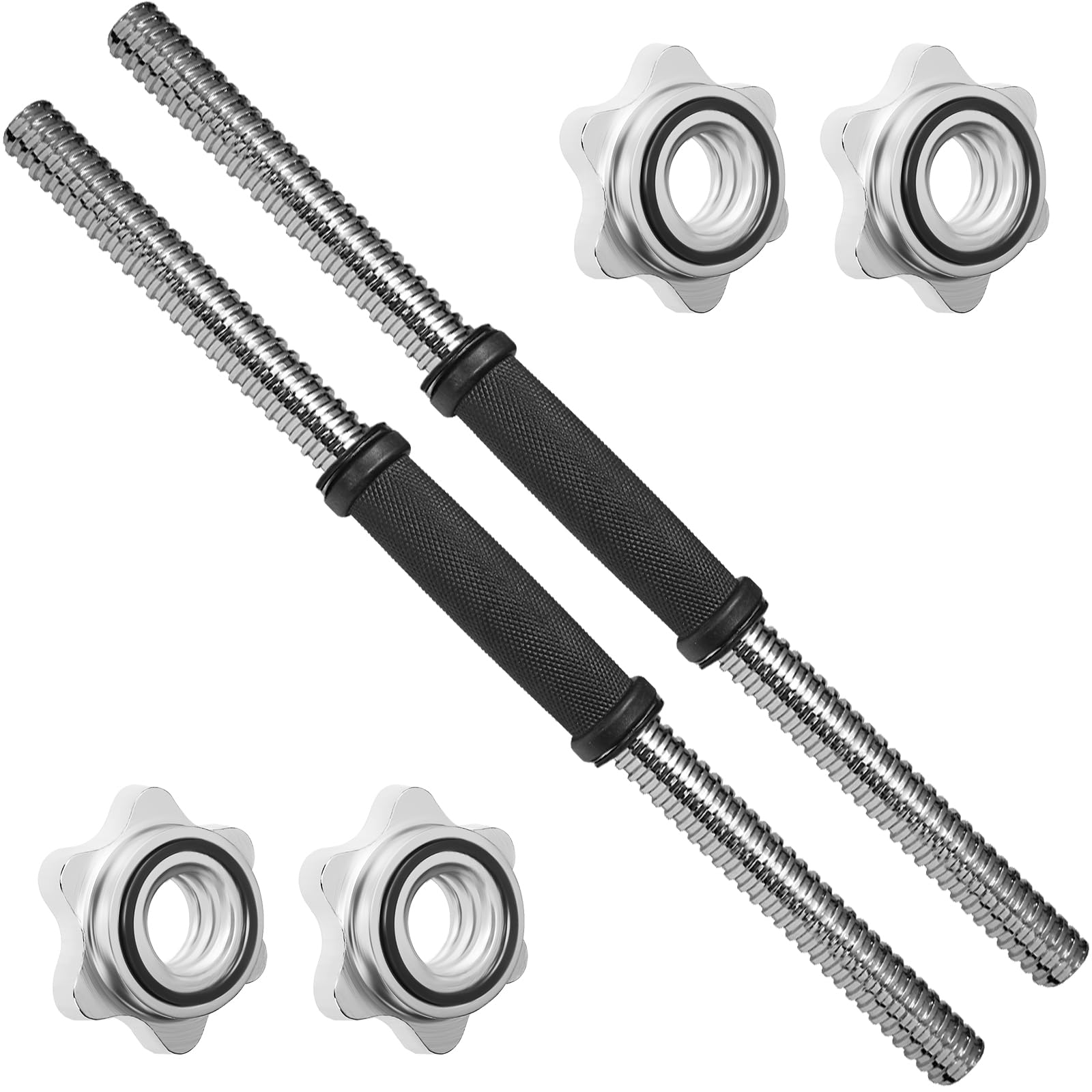 A2ZCARE Standard Dumbbell Handles 19.5 inch Chrome Grip, Adjustable Dumbbells Handles 1 inch Pair