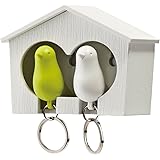 Qualy Duo Sparrow Sleutelhouder Vogelhuisje Zwart - Wit/Zwart