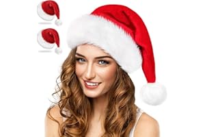 RJVW Christmas Hat, Santa Hat, Xmas Holiday Hat for Adults, Unisex Velvet Classic Santa Hat for Xmas New Year Party Headwear