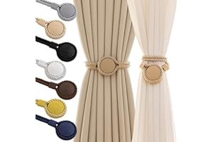 Contoeey Curtain Tiebacks Magnetic Rope Curtain Tie Backs for Curtains 4 Pack Handmade Outdoor Window Curtain Holdbacks for Drapes, Beige