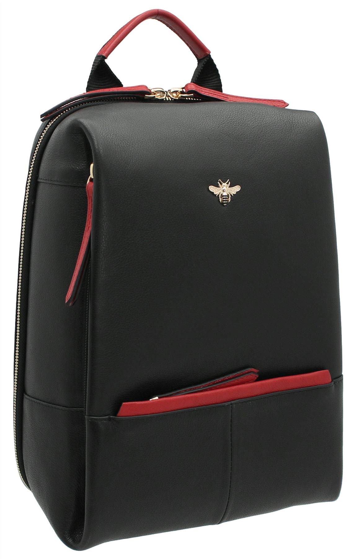 Mala Leather Mason Collection Leather Backpack 7193_27 Black/Red