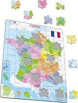Larsen A5 France Political Map 70 Piece Jigsaw Puzzle French Edition Tray Frame view 2