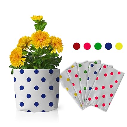 TrustBasket Set of 5 Premium colourfull Dotted Grow Bags (20*20*35 cms)