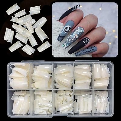 Buy 500pcs Nail Tips Natural Long Artificial Fake Nail Tips Acrylic Half Cover False Nails Tips With Box For Nail Salon Nail Art And Home Diy Nail Art 10 Sizes Online In Indonesia
