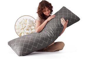 Decroom Memory Foam Body Pillow for Adults, Ultra-Soft Full Body Pillow with Diamond Quilted Cover, Support for Side Sleepers - Machine Washable, 20x54 Inch, Dark Gray