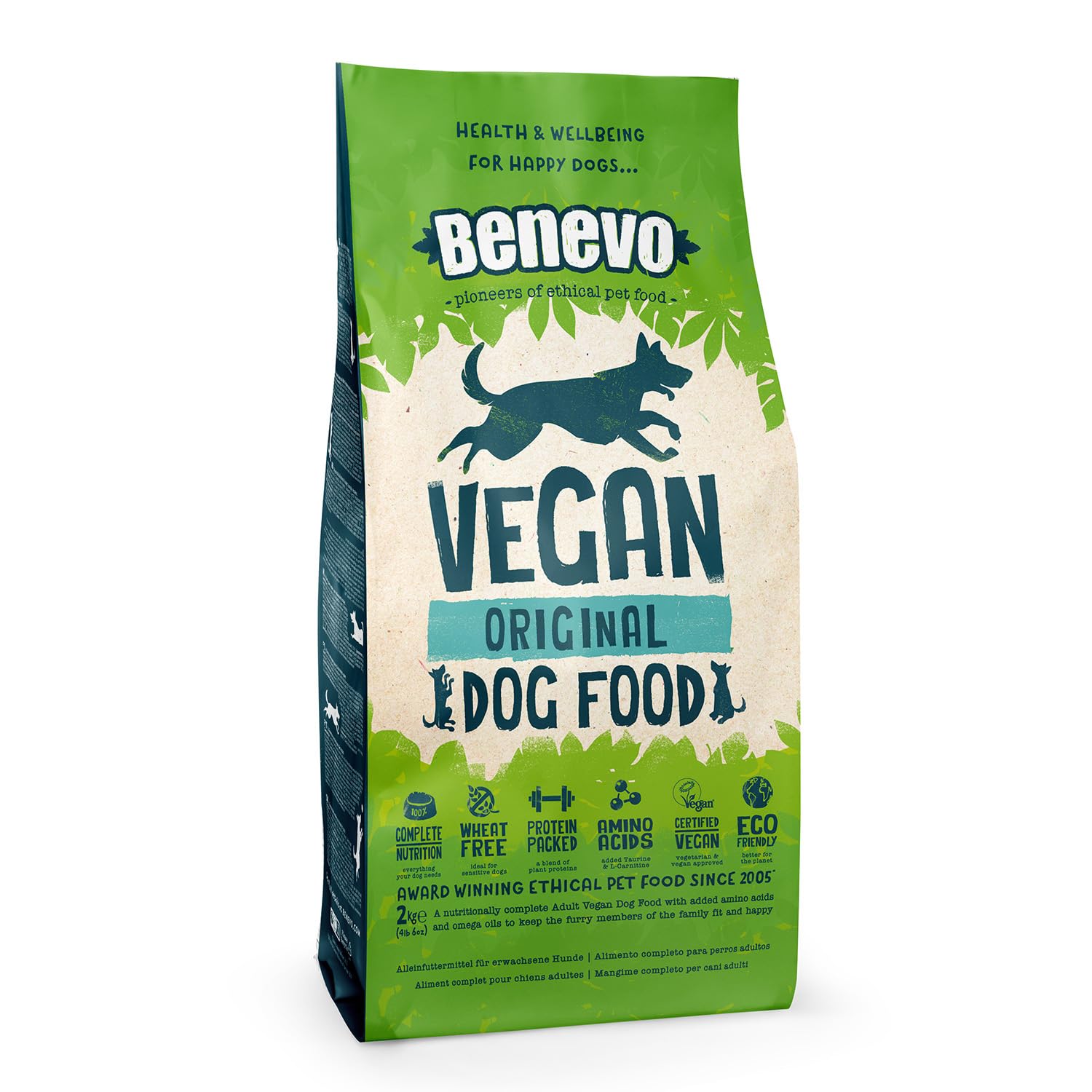 Benevo Vegan Dog Food (1.8kg) – Complete Plant-Based Dry Food | Hypoallergenic, Wheat-Free, Non-GM | With Taurine, L-Carnitine & Essential Fatty Acids | PETA & Vegan Society Approved