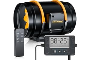 QiCrafe 2nd Gen 8-Inch Smart Inline Duct Fan with Remote, 433MHz Wireless Control, 100m Range Temperature & Humidity Controller for Cooling Booster, Grow Tents & Hydroponics