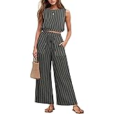 GRECERELLE Two Piece Sets for Women Sleeveless Crop Top Wide Leg Pants Sweat Set for Women Tracksuits 2026 Summer