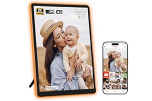 Apolosign 10" Neon Light Digital Frame, 2K Resolution, The Best Digital Picture Frame for Gifting | with 2.5D Glass IPS Touchscreen, WiFi, 32GB Storage, Warm Ambient & Auto Color Transformation LED