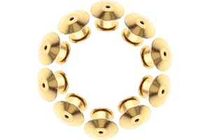 PRETYZOOM 10pcs Gold Metal Lapel Pin Backings Locking Clasps Flat Head Brooch Pin Backs Secure Attachment for