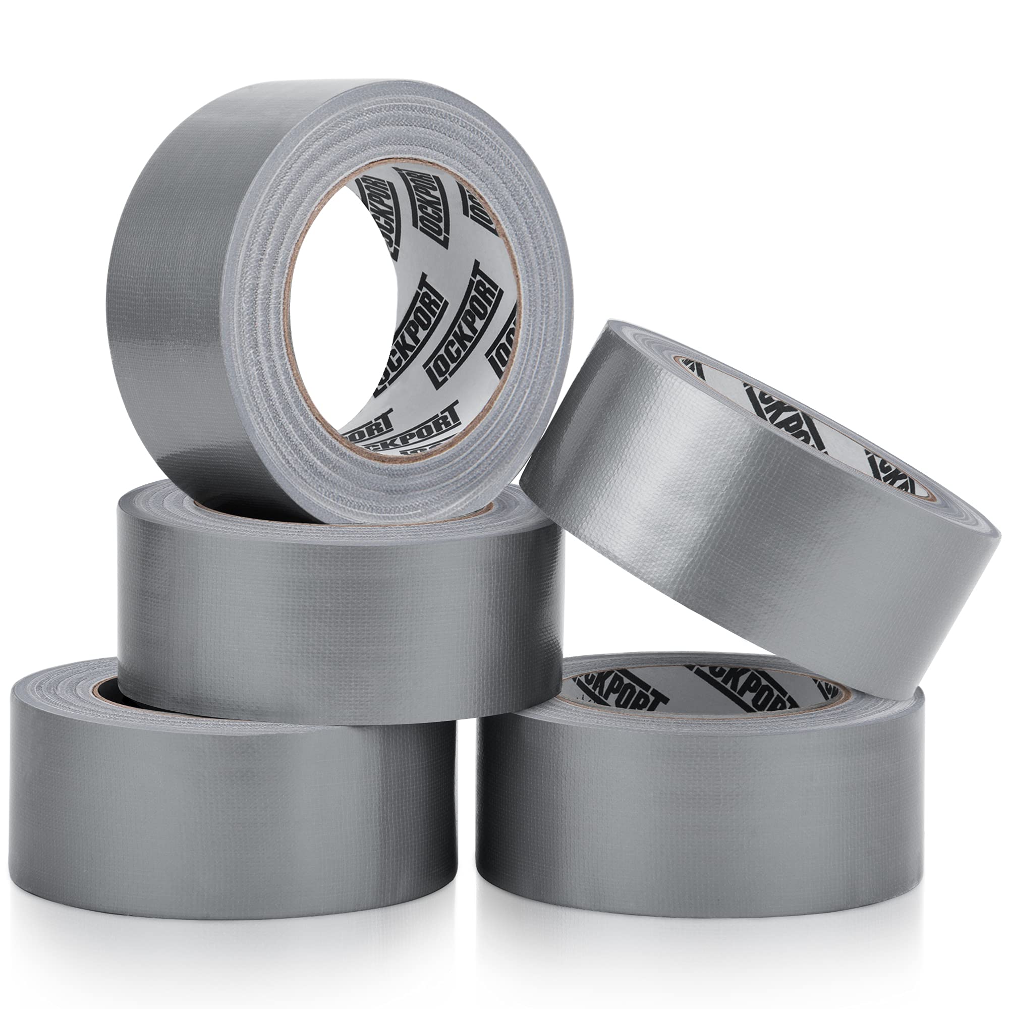 heavy duty silver duct tape - 5 roll multi pack - 30 yards x 2 inch - strong, flexible, no residue, all-weather and tear by hand - bulk value for do-it-yourself repairs, industrial, professional use
