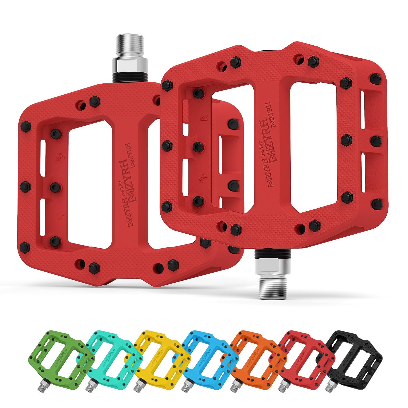 MZYRH MTB Bicycle Pedals Nylon 3 Bearings Composite 9/16 Mountain Bike Pedals High Strength Non-Slip Bicycle Pedals Surface for Road BMX MTB Fixie Bikesflat