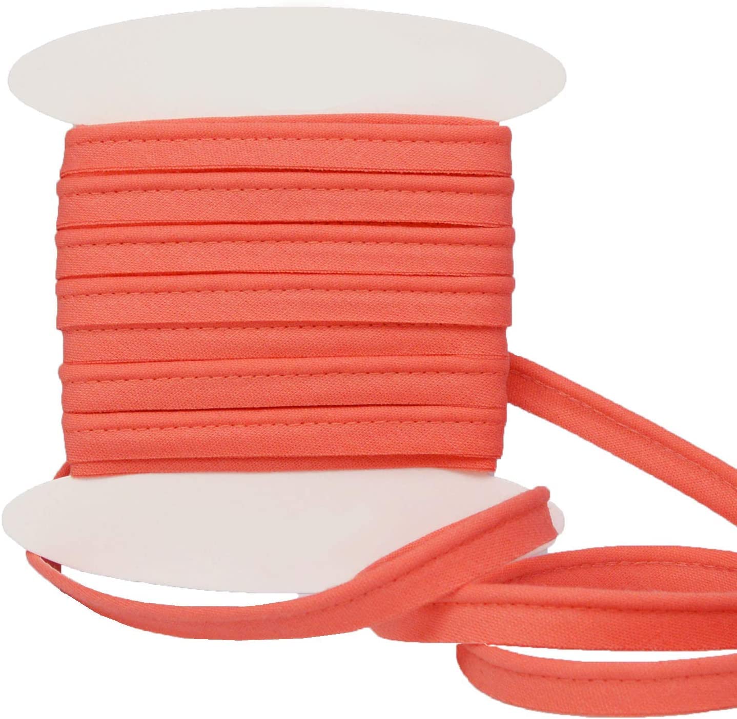 Cotton flanged Insert Piping Cord - Available in Several Colours and Two Sizes - Flanged Piping Cord for Cushions (Salmon, By 5 Meters)