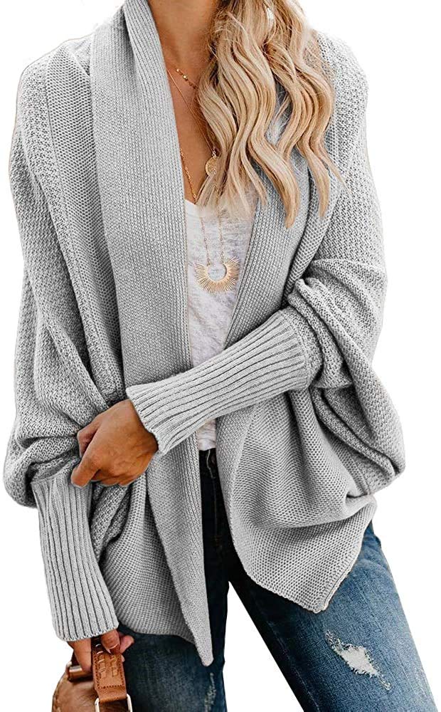 SySea Womens Oversized Cardigan Sweaters Batwing Sleeve Fall Slouchy Open Front Wrap Kimono Knitwear
