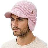 TOP-EX DryKnit™ XL/XXL 80% Merino Wool Waterproof Brim Beanie with Ear Flaps Fleece Lined Hat for Cold Weather