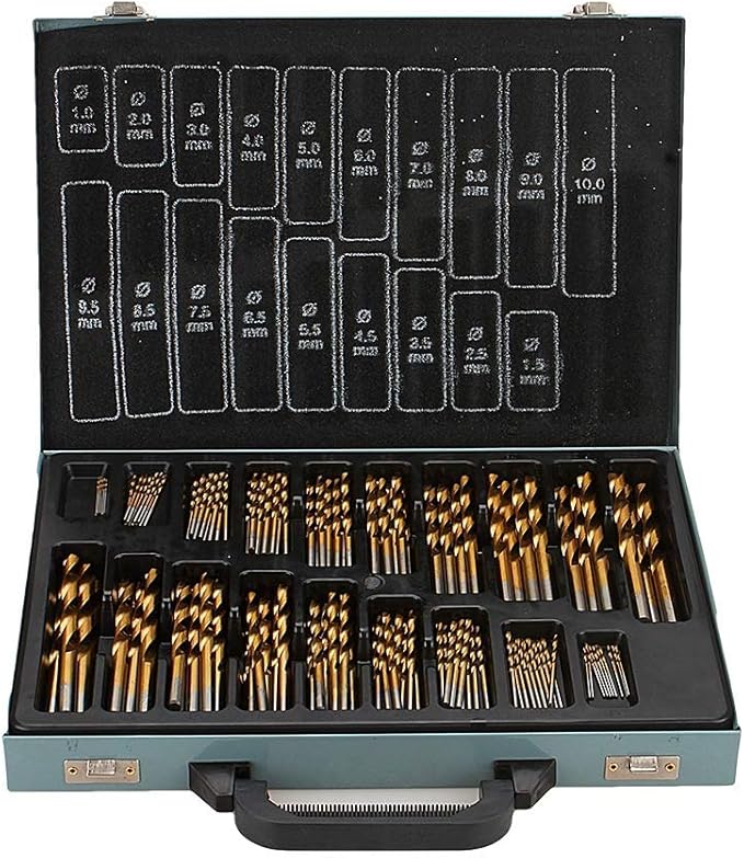 170pcs 1GIDOTD 10mm HSS Metric Drill Bits Set Spiral Point Tap Straight