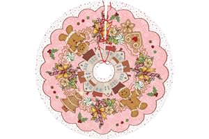 WINUSMK Gingerbread Christmas Pink Christmas Tree Skirt 48 Inch Large Xmax Tree Mat for Holiday Party Home Decorations Ornaments