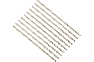 PATIKIL 1/32" Drill Bit 0.8mm, Jobber Straight Shank M2 High-Speed Steel 135° Gold Finish for Stainless Steel Hard Metal - 10