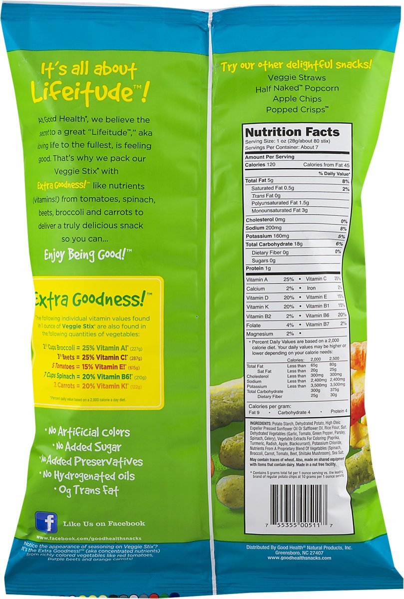 Good Health Veggie Stix Nutrition Runners High Nutrition