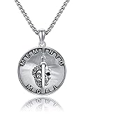 HUKKUN Memento Mori Necklace for Men Sterling Silver Skull Necklace Stoicism Jewelry Gifts for Men