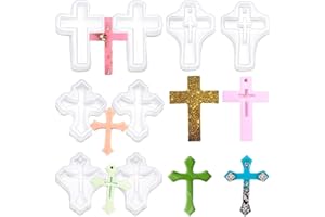 ELINKA Cross Silicone Molds,8 Pcs Epoxy Resin Cross Clay Molds Resin Molds for Keychain DIY Craft Necklace Jewelry Pendant Making Gifts
