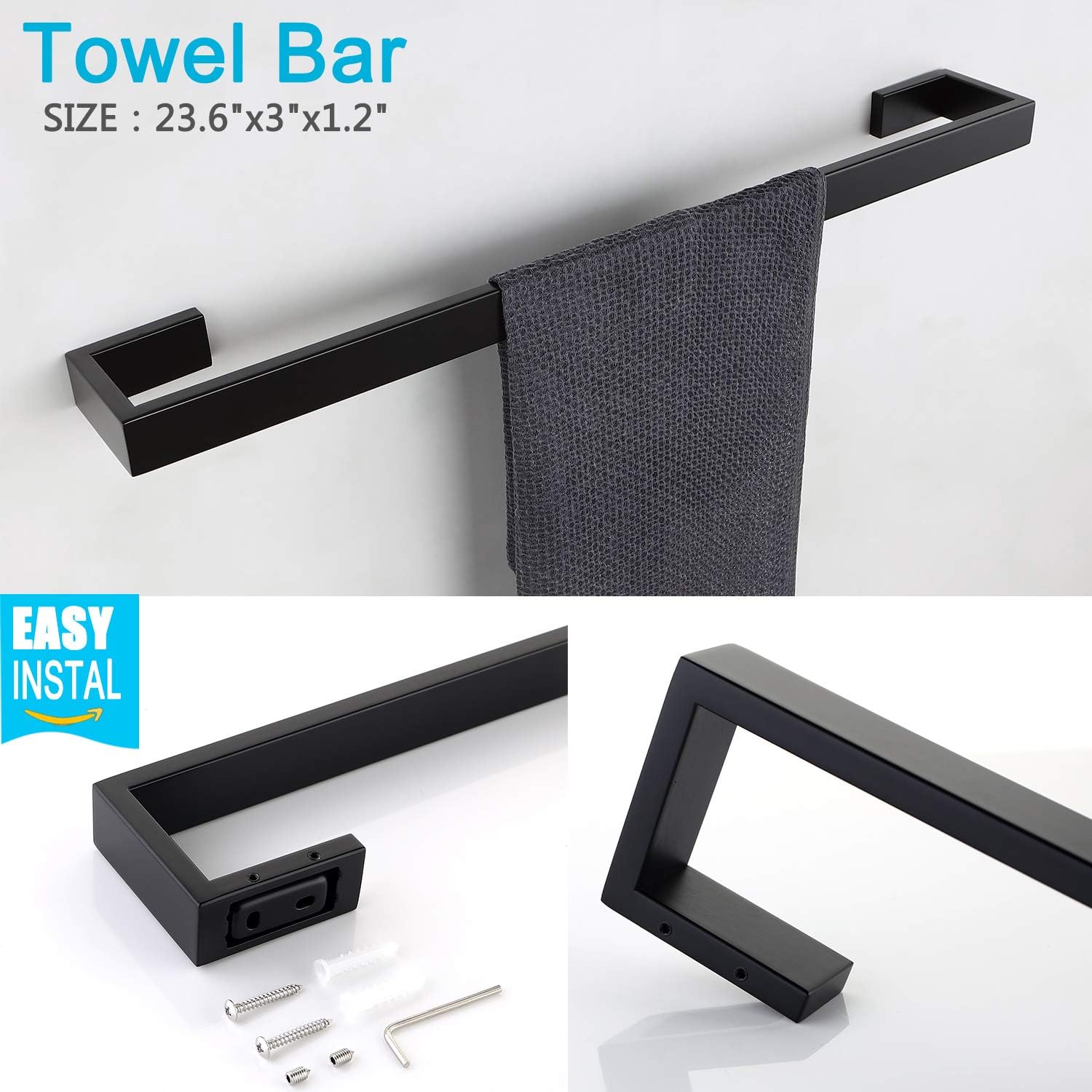RUGUS Modern Bathroom Accessories- 4-Piece Bathroom Hardware Set Bath Hardware Towel Bar Accessory Set - - 