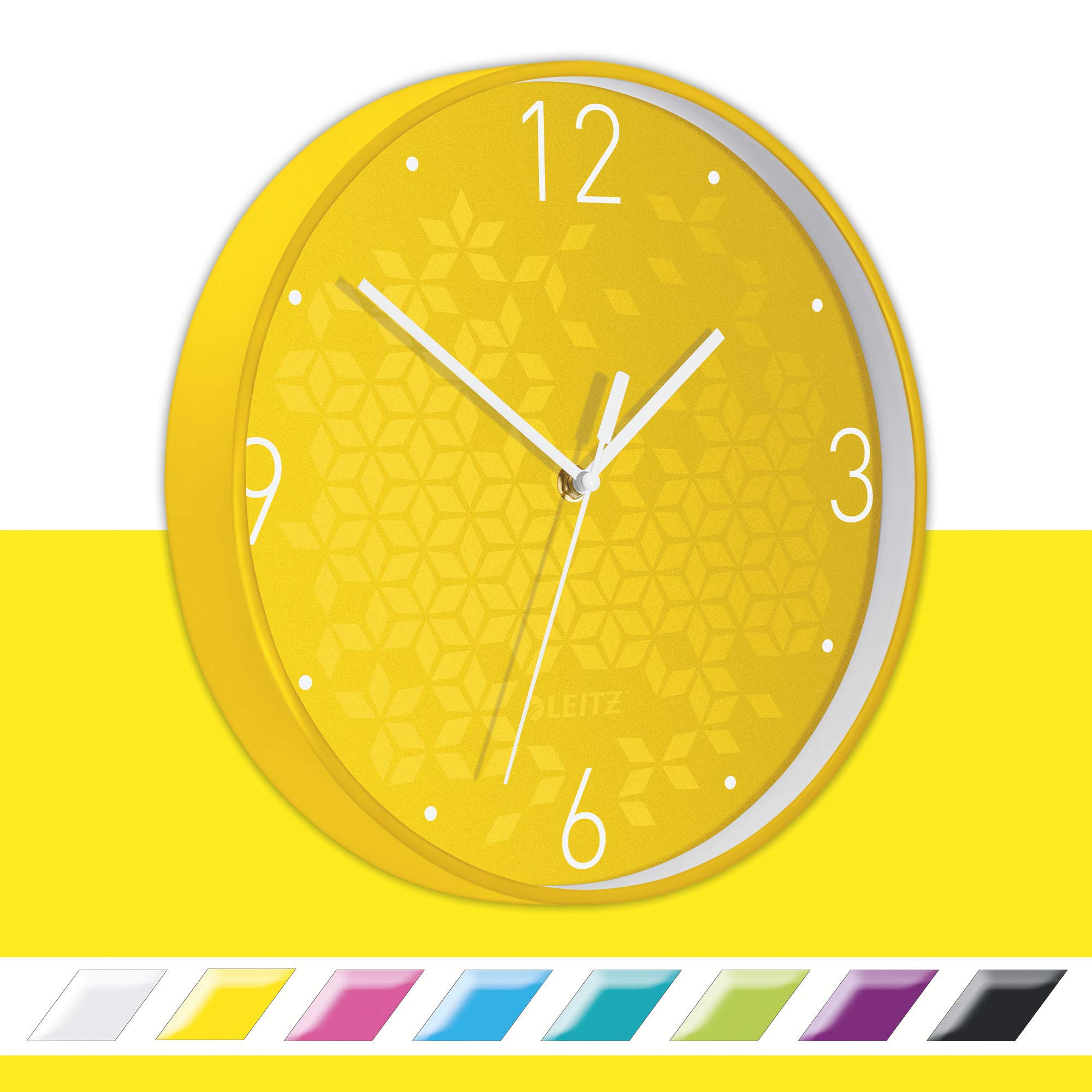 Leitz WOW Quartz Wall Clock, Perfect for Office, Kitchen, Living room and Bathroom, 29 cm - Yellow