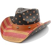 Mens Straw Cowboy Hat Unisex Western Beach Sun Hat for Men Women Wide Brim Fedora Hat Cowgirl Hats Summer Panama Hat