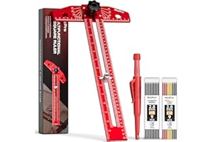 Nicpro Woodworking Scriber Marking Line Ruler, Adjustable Aluminum Alloy Sliding T-Square Ruler with Carpenter Pencil, Angle Adjustment Scale, Precision Line Drawing aid Ruler Tools for Woodworking
