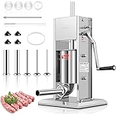 LEEVOT 7LBS/3L Manual Sausage Stuffer, Professional Stainless Steel Sausages Maker &amp; Filler Kit with 2 Speed, 5 Stuffing Tubes, Vertical Meat Stuffers for Home Kitchen, Commercial Use