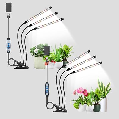 wolezek Grow Light 2-Pack Full Spectrum LED 6000K Clip-on with Timer 5-Level