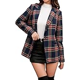 MINTLIMIT Plaid Blazer Jacket for Womens Long Sleeve 2026 Work Office Blazer Lapel Button Work Formal Blazer Jackets