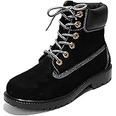 Cape Robbin Cow Suede Leather Slip-Resistant Ankle Boots Womens - Lace-Up Combat Boots - Water-Resistant Fall Moto Boots, Womens Winter Combat Boots (Alecia.A)