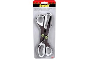 Scotch Scissors, 8" Precision Ultra Edge Scissors, Titanium Fused Blades, Non-Stick, 2 Pairs