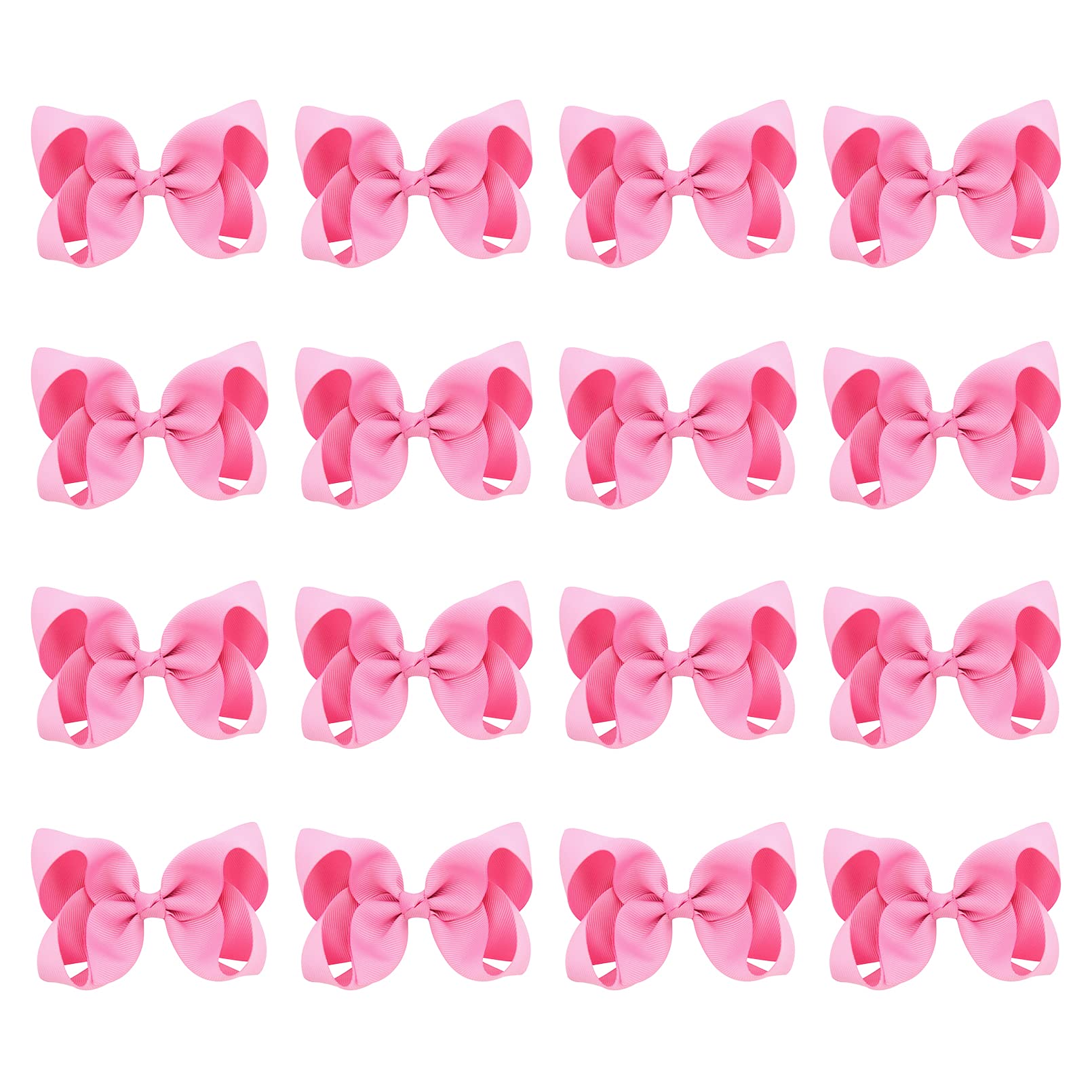 Photo 1 of DEEKA 16 PCS 4" Hand-made Hair Bow Grosgrain Ribbon Solid Color Hair Bow Alligator Clips Hair Accessories for Little Teen Toddler Girls -Pink