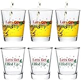 Futtumy Let's Get Elfed Up Shot Glasses, Christmas Shot Glasses for Women Men Friends Adults, Funny Christmas Shot Glass for Xmas Party White Elephant Gifts, Holiday Shot Glass(6 PCS)