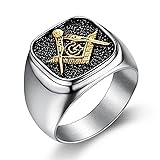 MIVEIVIA Masonic AG Symbol Square Rings for Men