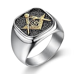 MIVEIVIA Masonic AG Symbol Square Rings for Men
