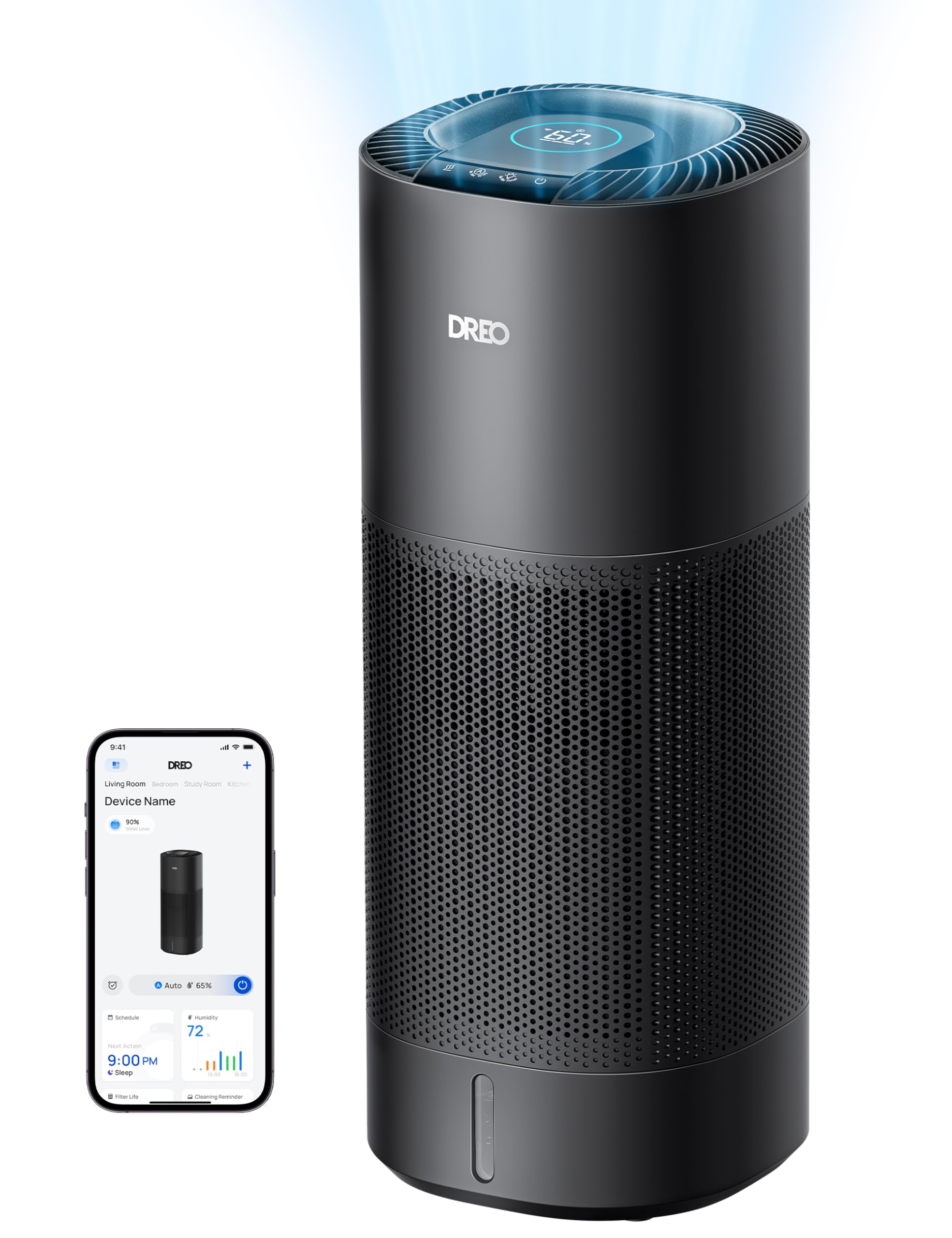 Photo 1 of ***missing parts***DREO Smart Evaporative Humidifier Large Room up to 1000ft², 800ml/h High Output Air Humidifiers for Bedroom, 10L, 50H Long Runtime with Precise Humidification for Plants, Home, Office, Black, HHM774S***missing parts***