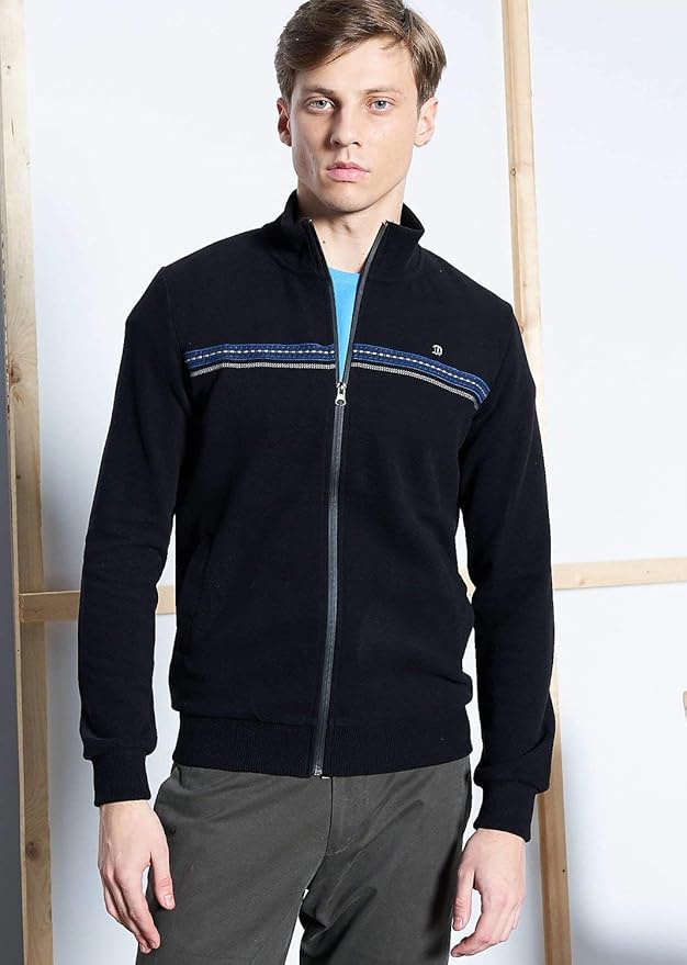 Men's Mock-Turtleneck Zipped Black Cardigan: Amazon.co.uk: Clothing