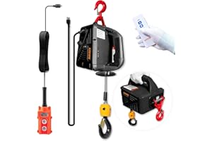 KITUYOTO 3-in-1 Electric Hoist Winch, 1100lbs 1500W Portable Electric Power Winch with Manual, Wired and Wireless Remote Control, Overload Protection, 22.9ft Lift Height, Suitable for Lifting Towing