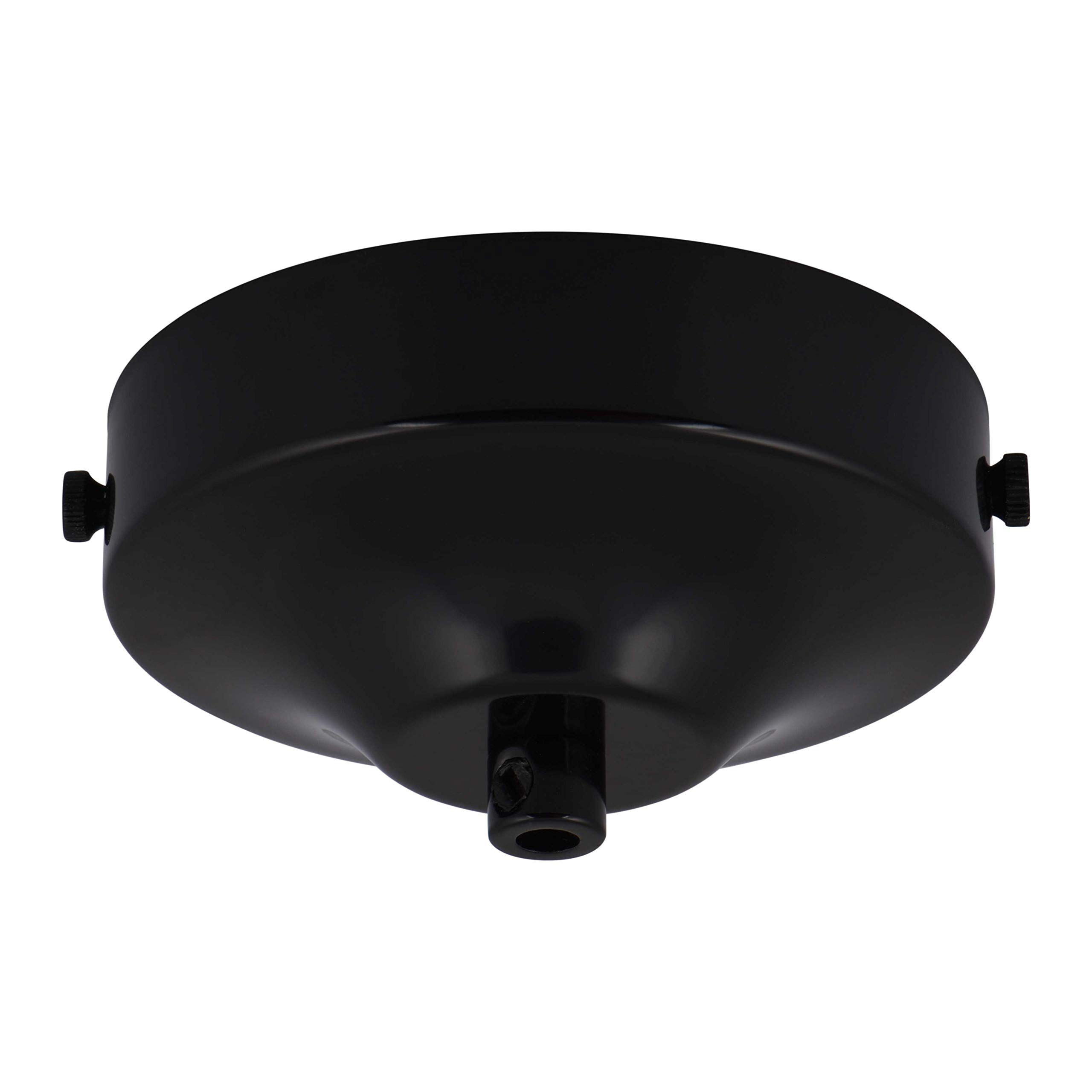 ElekTek 100mm Diameter Curved Ceiling Rose with Strap Bracket and Cord Grip Ideal for Pendant Vintage Filament Bulbs Jet Black