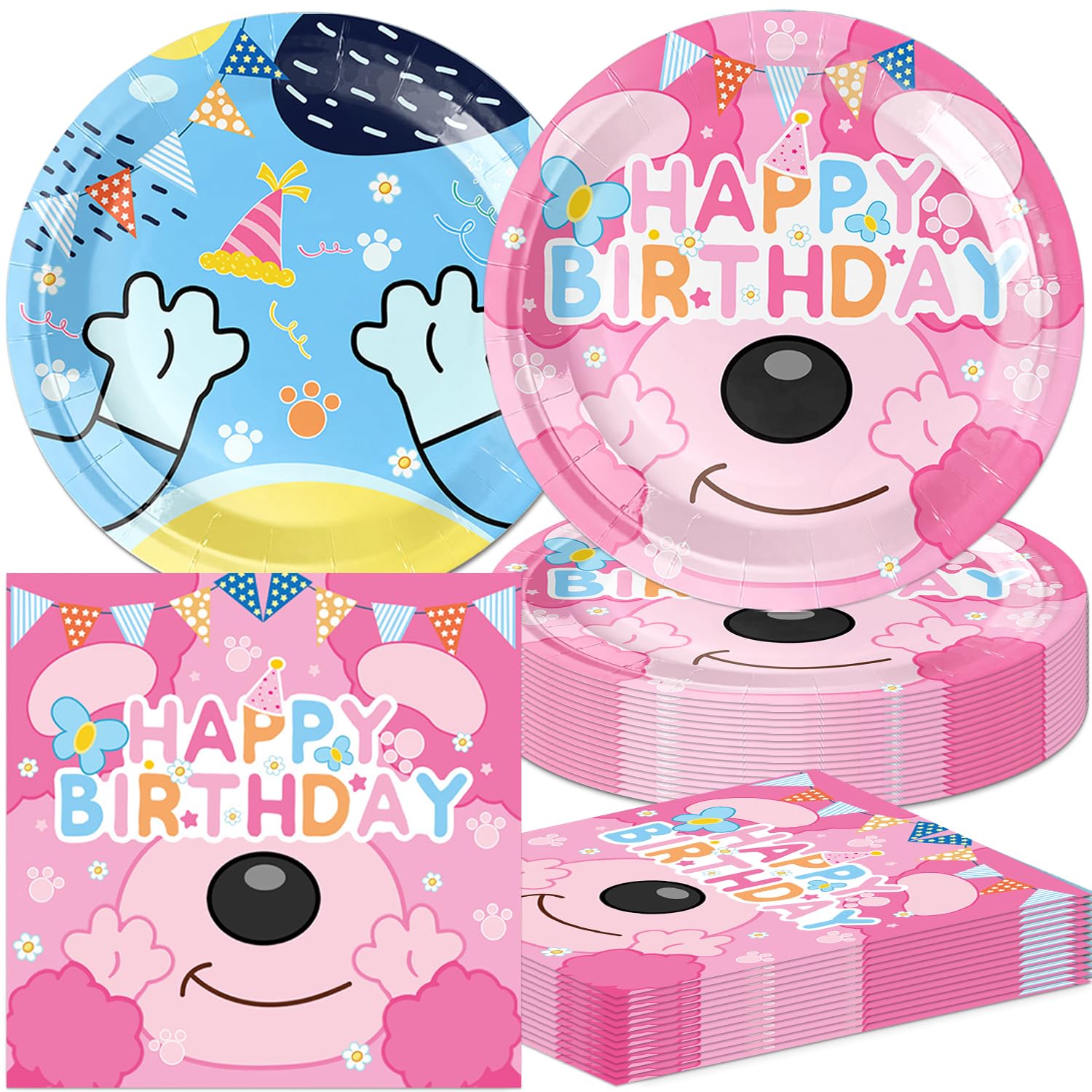 Photo 1 of 40Pcs Blue Dog Party Supplies Paw Baby Shower Decorations Plates and Napkin Set Supplies Cartoon Blue Dog Birthday Party Decorations