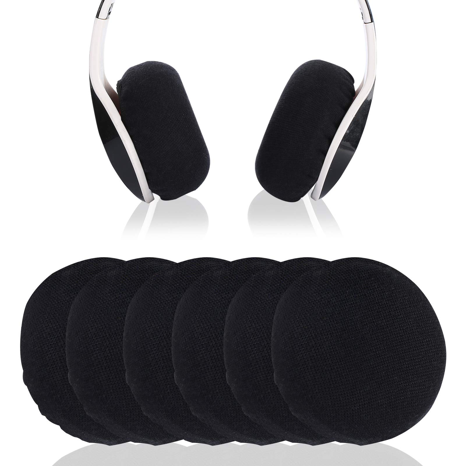 Yizhet 6 Pcs Headphone Earpad Covers, Headphone Sweat Covers, Washable and Stretchable Earcup Covers/Ear Pads Protector/Sanitary Earcup Dust Cover Fits 2.36"-2.95" Headsets (Flex Fabric, 6-7.5cm)