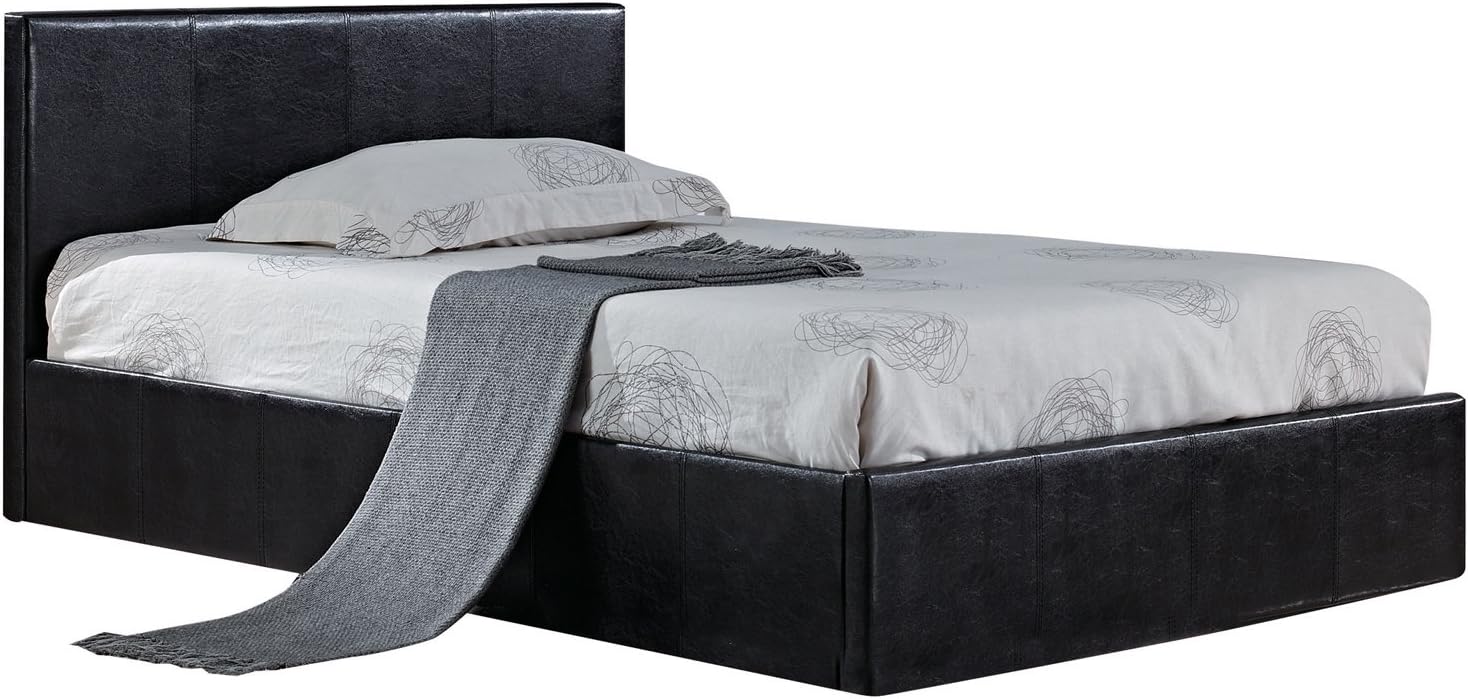 150cm Simple King Size Berlin Ottoman Bed in Black Faux Leather Amazon